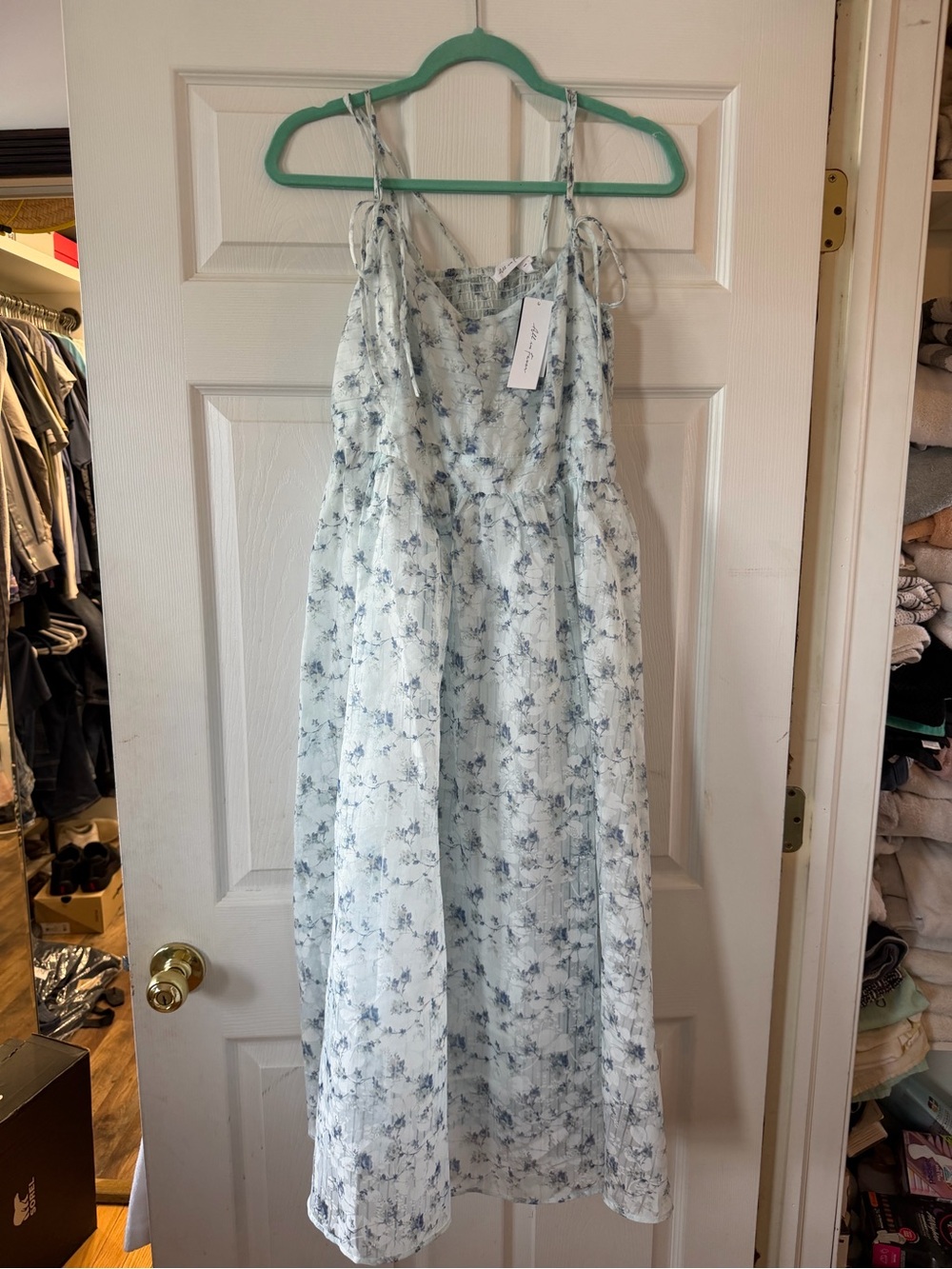 All in Favor Light Blue Floral Maxi Dress